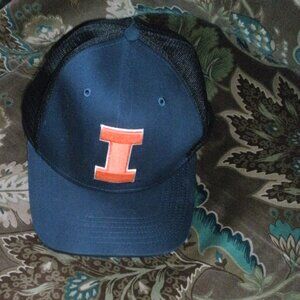 NIKE University of Illinois Cap Hat Navy Blue Black Mesh Embroidered Logo ~ OS